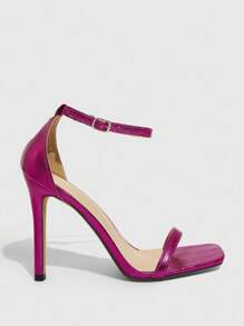 CUCCOO SZL Women Square Toe Stiletto High Heel Sexy Fashion Strap Peach Pink Ladies High Heel Sandals, Bad Girl Nighttime Street Style Outfit, Sexy For Dates, Parties In Summer - Hot Pink - View 8