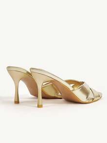 CUCCOO CHICEST Women's Fashion Square Toe Gold Thong Stiletto Heel Evening Party Slip-On Sandals - Gold - View 10