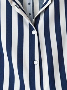 SHEIN LUNE Elegant Commuting Minimalist Casual Women 2pcs Set: Floral Print Blouse With Shirt Collar Long Sleeve Cardigan And Matching Short Skirt Or Pants, Blue & White, Plus Size, Suitable For Spring, Summer, Autumn