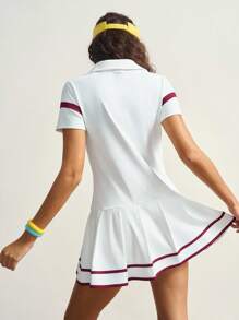 VARSIVA 女式撞色条纹褶边运动连衣裙 - 彩色 - 查看 8