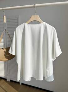 Comfortcana Plus Size Summer Casual Solid Short Sleeve Suit Jacket In Fall/Winter