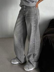 Dazy Tall Women's TALL Loose Street Style Straight Leg Jeans Y2k Jeans - Grey - View 8