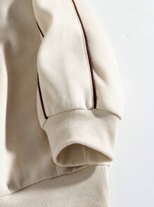 INAWLY Women's Letter Print Contrast Trim Drop Shoulder Sweatshirt,Ladies Spring/Fall Casual Contrast Piping Long Sleeve Round Neck Loose Regular Beige Drop Shoulder Pullovers Women Hoodies,Long Sleeve Tops Graduation,Back To School Outfits,Graduation,Teacher Outfits For Women,Back To School