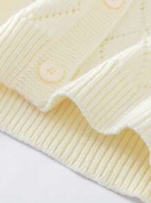 SHEIN Girls' Cherry Embroidery Cardigan Sweater, Knitted Open Front Jacket, Apricot ColorYoung Girls Cardigans (Little) Cardigan  White V-Neck Button Long-Sleeved Beige Red Cherry Embroidered Cutout Knitted Sweater Fitted Sweater Cardigan Soft And Comfortable In Spring, Autumn And Winter, Suitable For Daily Scenes, Suitable For  Scenes, Suitable For Traveling Scenes, Suitable For Vacation Scenes, Suitable For Home Scenes, Suitable For Nursery Scenes, Suitable For Children To Play And Wear Back To School - Apricot - View 5