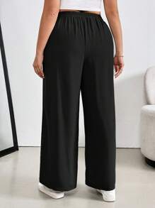 Auralis 女式加大码宽腰带黑色阔腿裤