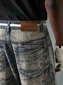 NEON BLANC Quần Jeans Nam Dáng Rộng Dệt Thời Trang Đường Phố, Phù Hợp Cho Mùa Hè - Màu xanh lam - Xem 4