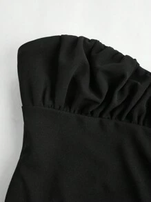 Maija 女式黑色 Strudel 胸部和腰部设计无袖上衣，优雅的都市时尚风格，柔软舒适的合身紧身胸衣吊带背心，百搭商务休闲巡航装，街头风格百搭背心 - 黑色 - 查看 8