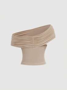 SHEIN MOD 3-Way Wear 女士夏季休闲纯色修身上衣、垂坠领上衣、露肩上衣、美观上衣、节日、乡村服装、海滩度假装、茶会装、端庄、舞会上衣、可爱上衣、大码吊带背心和背心