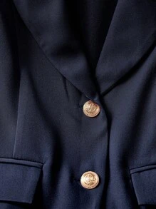GlowEve 女士优雅商务办公室无袖西装外套 - 藏蓝色 - 查看 3
