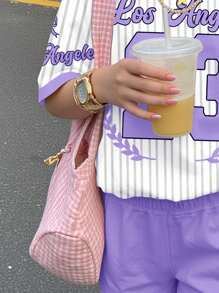 SHEIN Leap Crew 青少年女孩白色夏季牛仔風返校休閒極簡短袖上衣與短褲兩件套，青少年棒球風運動服飾 - 彩色 - 查看 5