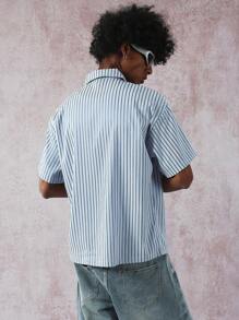 Manfinity Roghcode Men Striped Embroidered Decor Short Sleeve Shirt - Multicolor - View 2