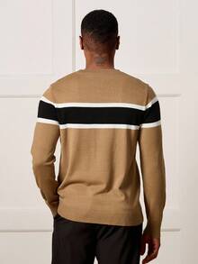 Manfinity CityGents 男士条纹圆领长袖休闲百搭毛衣 - 彩色 - 查看 3