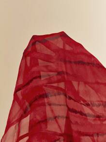 SHEIN BAE Spring And Summer Solid Red Tie-Dye Print Ruffled Long Sleeve Elegant Ladies Shirt Tops, Elegant Tops