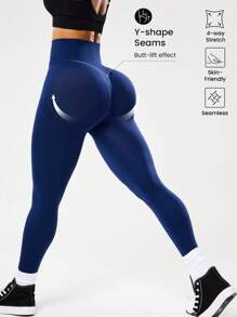 Core Rhythm Quần legging xanh navy cạp cao liền mạch dành cho tập luyện với khả năng nâng đỡ và co giãn 4 chiều, quần tập yoga cho nữ - Màu xanh hải quân - Xem 2
