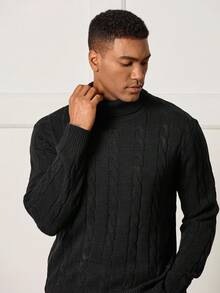 Manfinity CityGents Jersey de cuello alto informal de unicolor para hombre, otoño/invierno