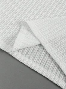 Manfinity Homme 男士休闲纯色纹理面料短袖 Polo 衫，夏季男士针织 Polo 衫，男士纽扣 Polo 衫，男士纹理 Polo 衫，适合日常通勤、旅行、度假和外出的多功能单品，送给丈夫和男朋友的礼物，休闲简约风格，都市成熟风格，英伦绅士风格 - 白色 - 查看 5