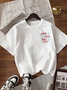 TaskSense Women's Casual Slogan Print Short Sleeve T-Shirt, Summer, Christmas - White - View 2