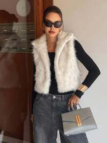 Siren Gaze Autumn/Winter New Fashion Street Faux Fur Vest For Women Casual - Apricot - View 1