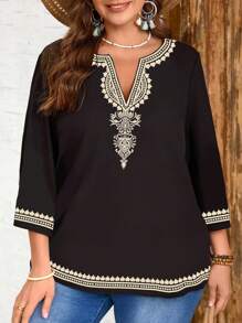 EMERY ROSE 黑色印花大码衬衫 - 彩色 - 查看 3