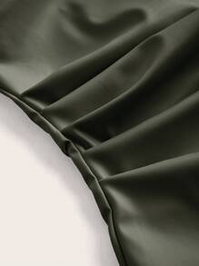 Siren Gaze Women's Leather Top Fashionable Ruched Asymmetric Hem Tube Top, Suitable For Going Out And Parties Top Summer Green Casual Christmas - Army Green - View 5