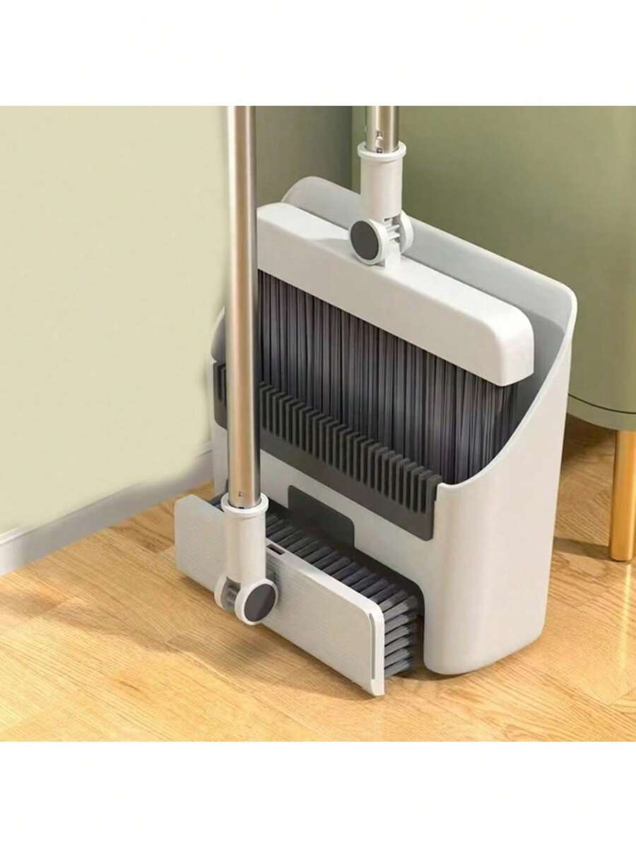 1 件 2 合 1/4 合 1 扫帚和簸箕套装，家用清洁扫帚，带不粘毛发去除器和橡胶扫帚，垃圾清扫器 - 彩色 - 查看 1