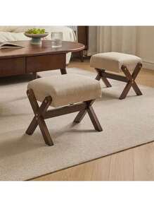 SHEIN Nordic Luxury Solid Wood Shoe Bench, Multipurpose Square Low Stool For Entryway, Living Room, Kids Room