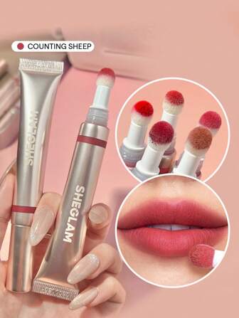Pout Pillow Cushion Matte Liquid Lipstick-Counting Sheep Long Lasting Liquid Lipstick Matte Finish Sponge Tip Applicator Lip Gloss Moisturizing Non-Sticky Lip Gloss Graduation Birthday Holiday Summer Fall Autumn Y2K Fancy Fashion Women Makeup Cosmetic Party Beach Travel Camping Outdoors School Campus Trip Festivals Decor Gift Present Rose Girl Cosplay Best Color Charm Vibe