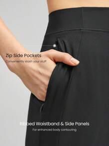 GLOWMODE 25'' VitalSwift Ultra-Light Petite Tapered Slim-Fit Slit Work Joggers Pants With Side Pockets Daily Casual Fall