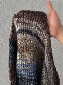 SHEIN EZwear 女士秋季渐变色落肩长袖宽松休闲毛衣 - 彩色 - 查看 6