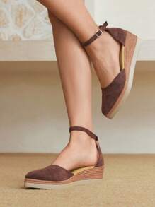Styleloop Women's Woven Rope Platform Wedge Sandals, Vacation Style BOHO Chic Retro American Western Music Festival Party Outfit For Christmas Vacation Outfits Travel Essentials Summer Shoes - Coffee Brown - View 7