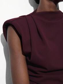 Maija 2pcs Women's Solid Color Front Tie Puff Sleeve Shirt + Shorts Set, Bohemian Style, Spring/Summer - Purple - View 5