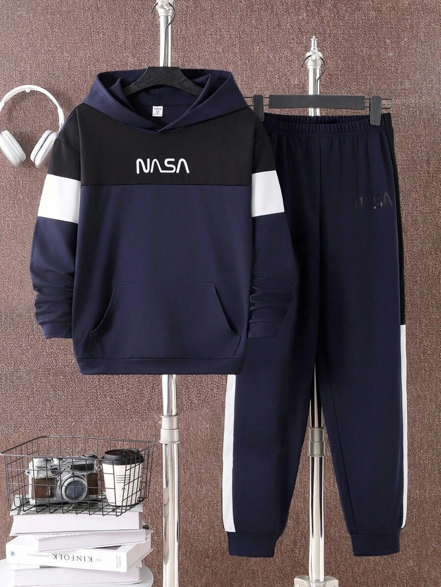 青少年男孩休闲连帽衫和裤子套装