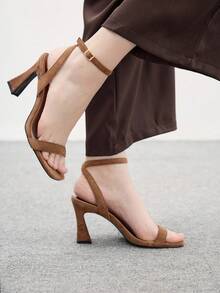 CUCCOO BIZCHIC 女士黑色 PU 皮革方头高跟凉鞋 - 棕色 - 查看 1