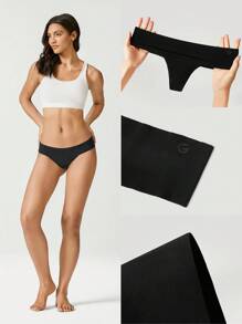 GLOWMODE 2-pack Lätta, andningsbara, svettavvisande, låg midja, sömlösa, no-show-underkläder för daglig träning - Svart - Visa 8