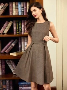 Vintamour Vintage Elegant Women Plaid Casual Office Vacation Mini Dress Back To School Teacher Outfits For Women Fall Women Clothes Business Casual Woman School Clothes Back To School Clothes Vacation Outfits Women Birthday Outfits For Women Fall Clothes Office Outfits For Women Elegant Dresses For Women Work Clothes Women Work Outfits For Women Festival Outfits For Women Casual Dresses For Woman Concert Outfits For Women Airport Outfit For Women - Brown - View 6