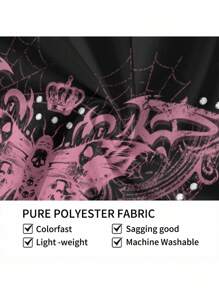 ROMWE Goth 1 件哥特式背景布装饰挂毯，带有蝴蝶蒸汽朋克元素，适用于餐厅、客厅和卧室，营造氛围、家居、花园装饰、万圣节 - 黑色 - 查看 6