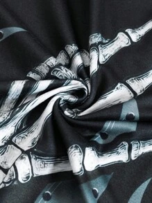 Manfinity EMRG 男士休闲骷髅手与火焰印花长袖T恤 - 彩色 - 查看 3