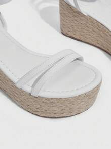 Styleloop Women's Woven Rope Platform Wedge Sandals, Vacation Style BOHO Chic Retro American Western Music Festival Party Outfit - White - View 4