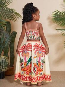 Travachic KIDS 年轻女孩度假母女套装，钩针编织碎花吊带上衣和迷你裙 2 件套 - 彩色 - 查看 3