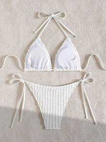 Swim Basics Bikini hai mảnh hở lưng màu trắng gợi cảm cho kỳ nghỉ hè trên bãi biển dành cho nữ - trắng - Xem 5