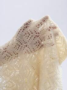 Lumivelle Hollow Net Knit Pullover Sweater, Round Neck Long Sleeve Knit Pullover Fall Winter - Apricot - View 8