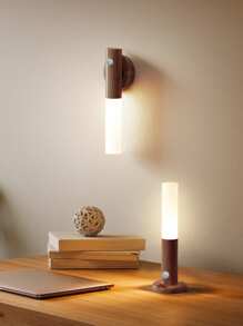 Teckwe 1 pezzo Luce notturna con sensore di movimento, lampada da parete magnetica, luce LED ricaricabile USB, luce adesiva senza fili per scale, pareti interne in legno, armadi, corridoi e scale