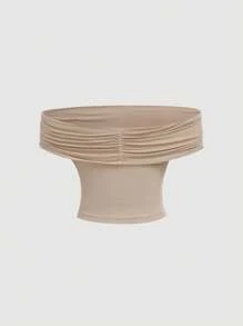 SHEIN MOD 3-Way Wear 女士夏季休闲纯色修身上衣、垂坠领上衣、露肩上衣、美观上衣、节日、乡村服装、海滩度假装、茶会装、端庄、舞会上衣、可爱上衣、大码吊带背心和背心