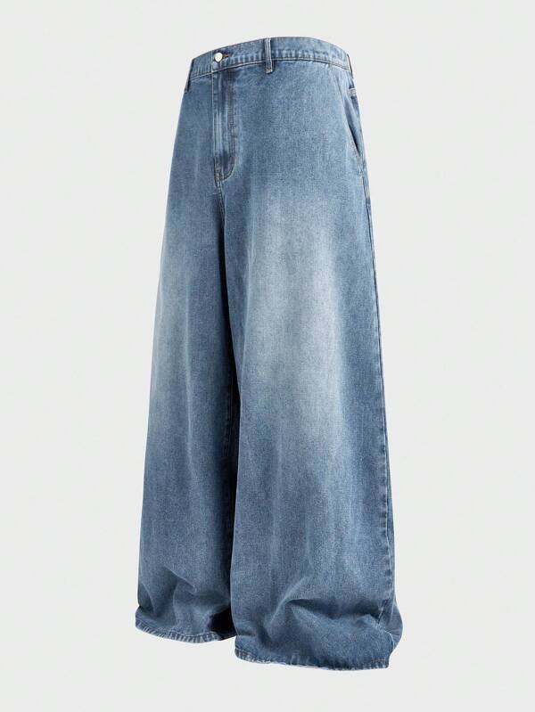 EASEVO Plus Size Men's Loose Fit Wide Leg Casual Versatile Jeans