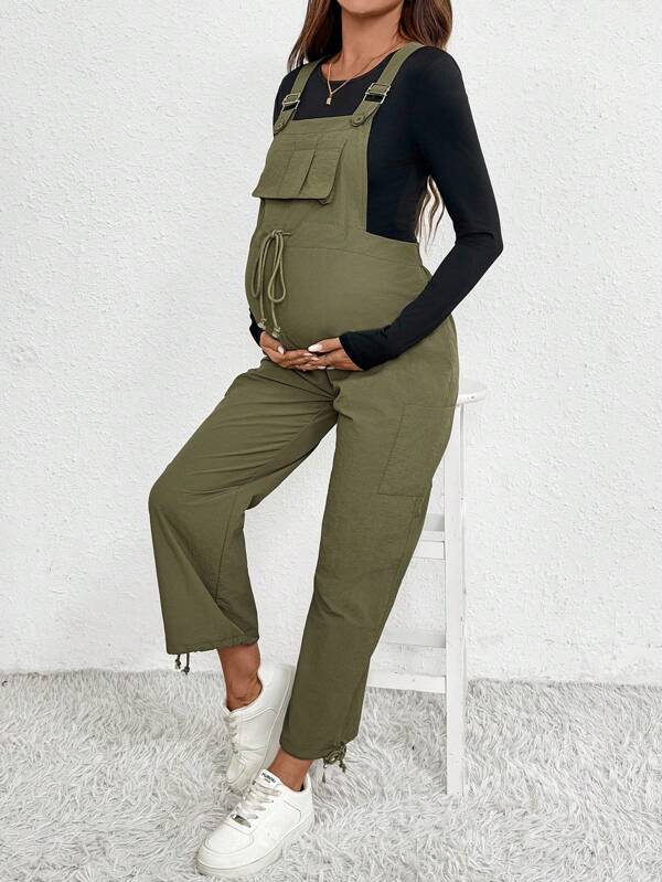SHEIN Casual & Comfortable Loose Solid Color Maternity Jumpsuits For Everyday Wear