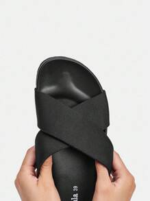 Ressula Fashionable Women Casual Daily Flat Slide Sandals - Black - View 5