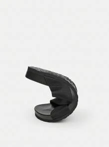 Ressula Fashionable Women Casual Daily Flat Slide Sandals - Black - View 6