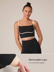 GLOWMODE FeatherFit™ 双色圆领长款运动内衣 低冲击瑜伽日常