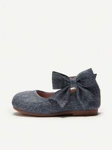 Cozy Pixies 1 Pair Versatile Casual Cute Girl Vintage Blue Bow Decor Soft Bottom Princess Flats, Suitable For Spring, Autumn, All Seasons Party - Blue - View 9