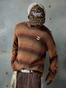 NEON BLANC 男士休闲针织长袖圆领条纹套头衫，适合秋冬 - 黃色 - 查看 3